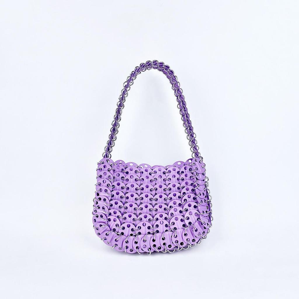 Handmade Woven Metallic Tote with Sequin Accents