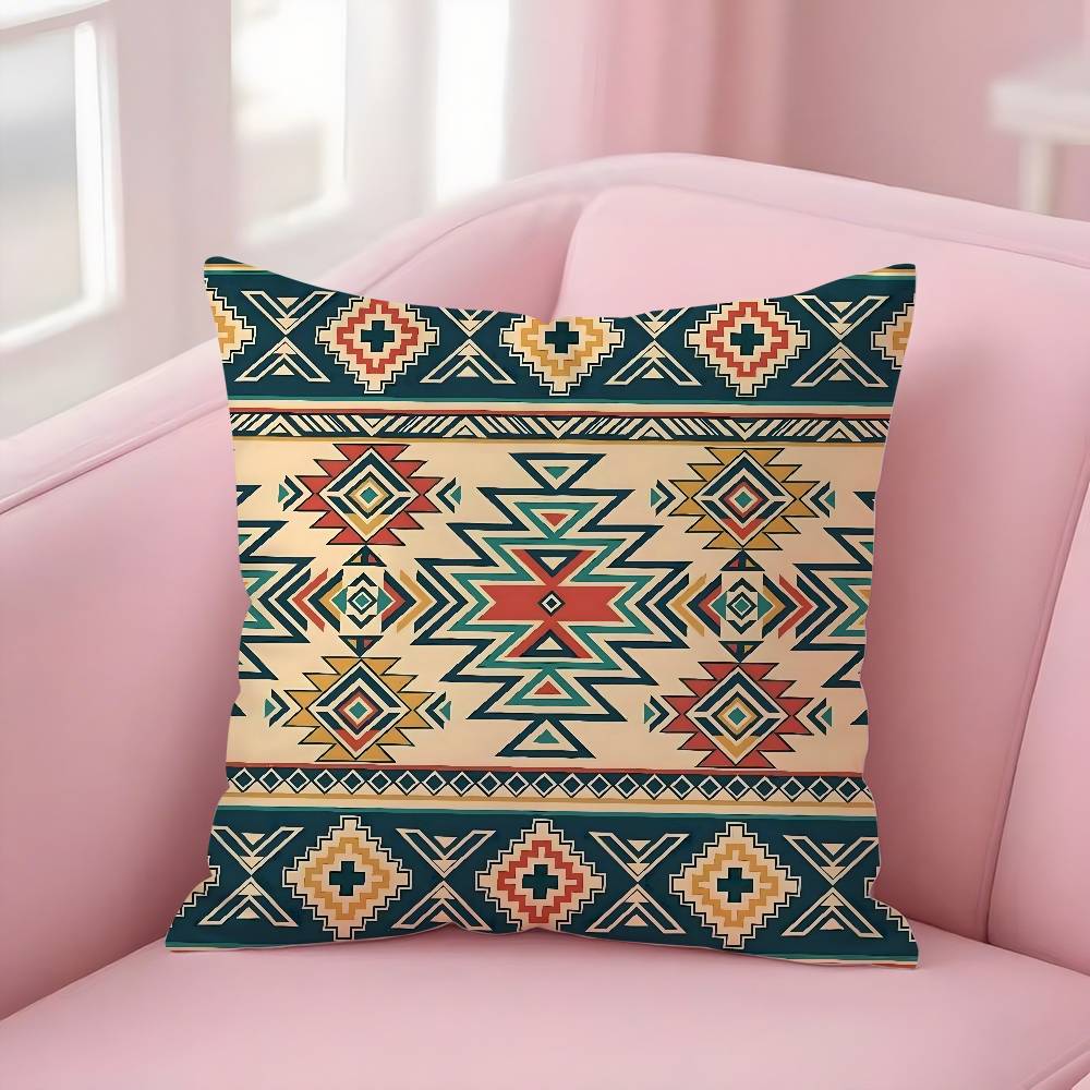 Fashion Bohemia Painting Pillow Case Plush Fabric Soft Double-Sided Printed Sofa Warm Winter Home Gift Cushion Cover