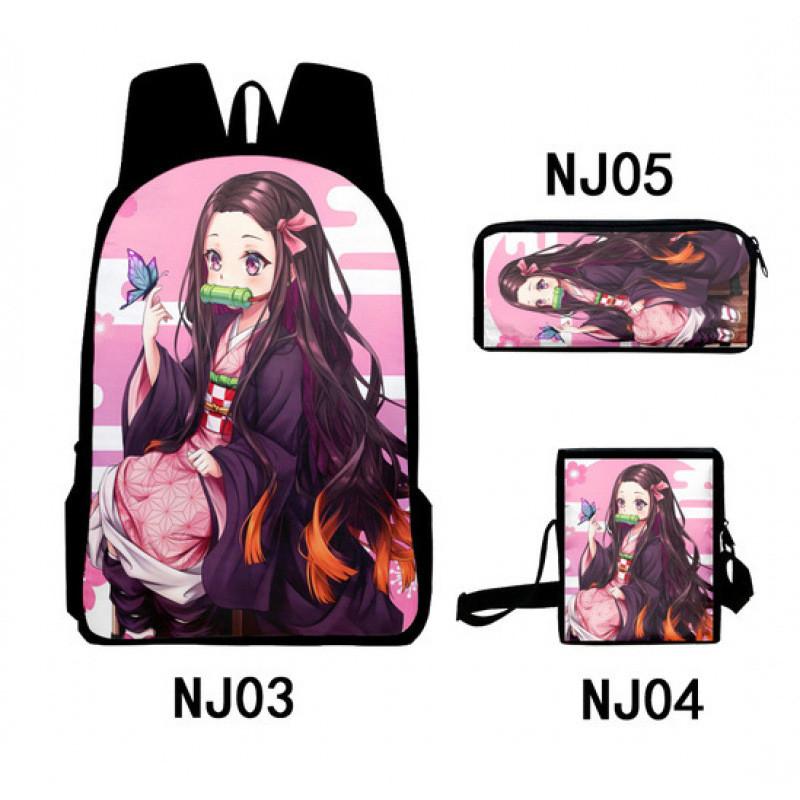 Demon Slayer Kimetsu No Yaiba Backpack Set With Breathable Polyester For School And Travel