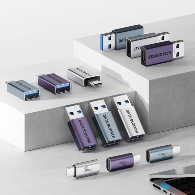 Portable USB Type C Data Blocking Charging Prevents Hacking Aluminum Housing Universal Compatibility for Phones Devices