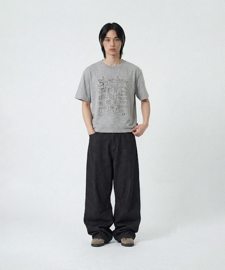Odeupeol Maple Leaf Crop T-Shirt(Gray)