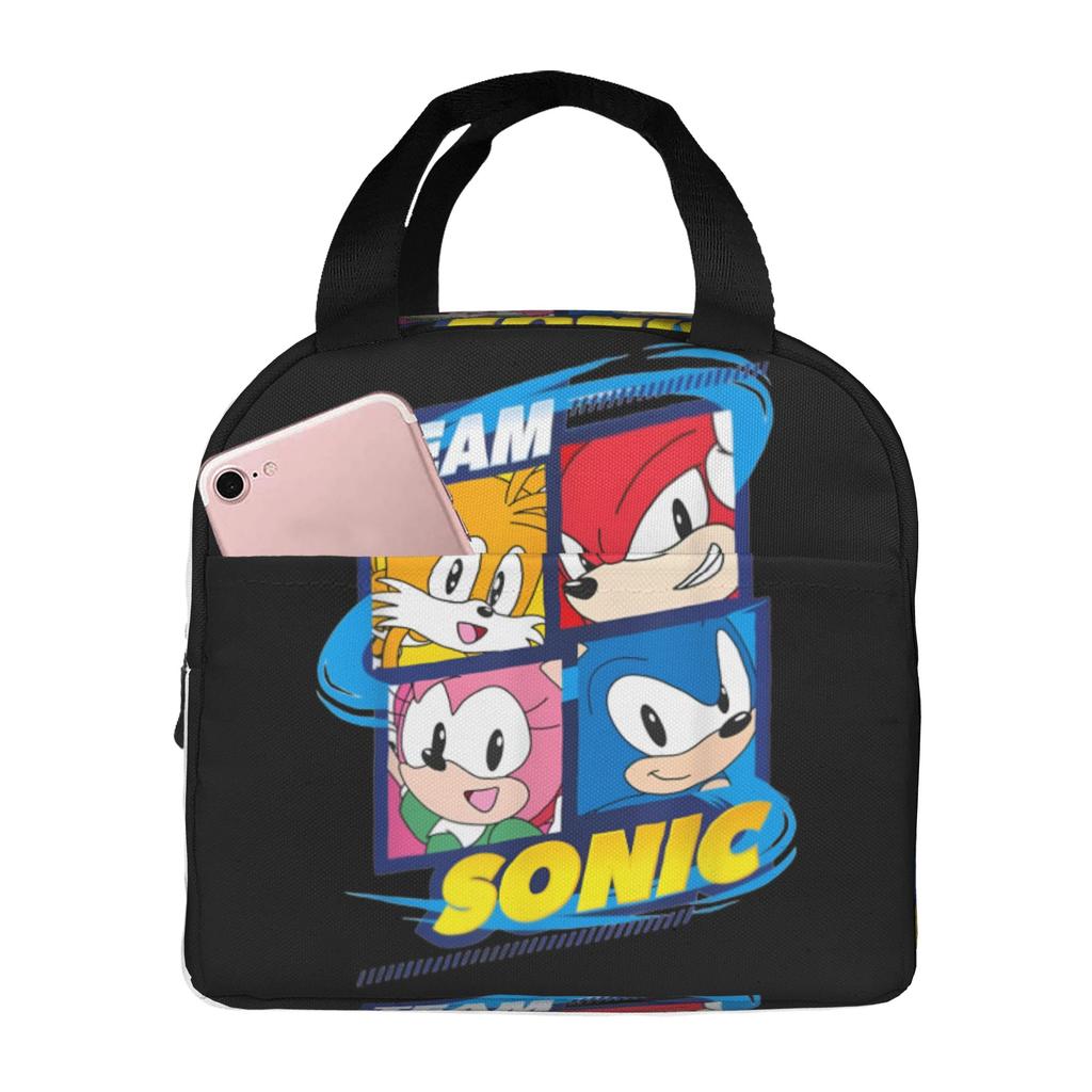 Custom S-Soniced Insulated Lunch Bags for Work School Hedgehog Game Resuable Cooler Thermal Lunch Box Men Women