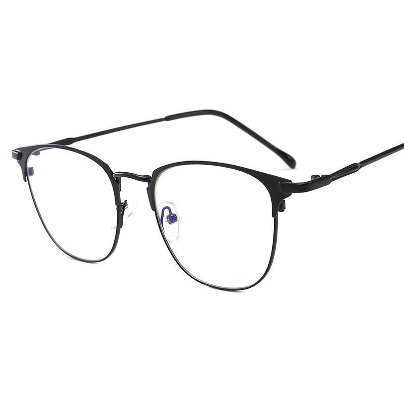 Trend Full Frame Metal Flat Mirror Square Frame Optical Glasses Personalized Retro Round Face with Myopia Glasses