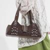 Underarm Bag PU Leather Studded Shoulder Bag for Women Rivet Punk Clutch Purse for Work Travel Shopping Trendy Hobo Purse