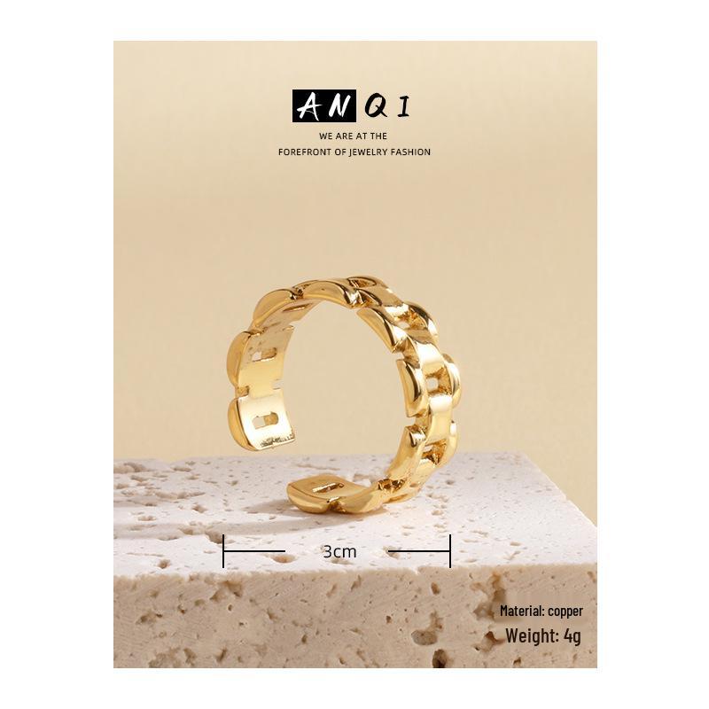 

Винтажное кольцо-цепочка с ажурным узором: Модные украшения в европейском и американском стиле для женщин