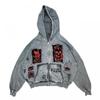 Sudadera con capucha unisex extragrande con estampado gráfico de demonio 3D Cuello redondo retro Ajuste holgado Streetwear Otoño