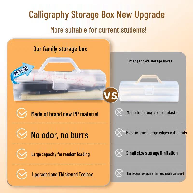 235 Art Calligraphy Tool Box - Portable Plastic Storage for Large and Small Brushes