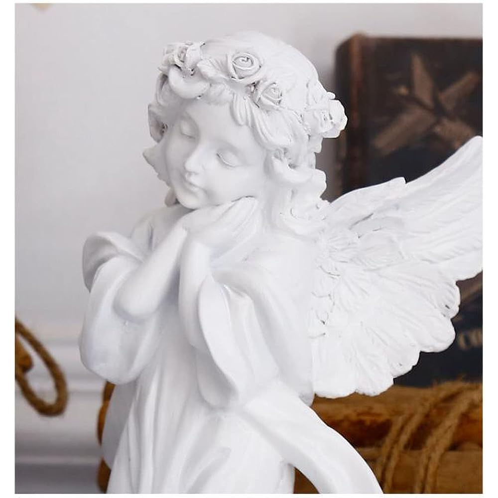 Bellarino Angel Figurine 30cm Large Prayer Decor White Resin Home Interior Gardening