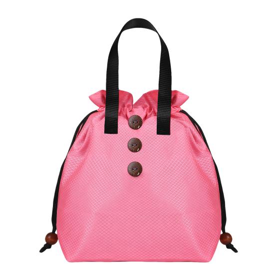 Insulated Lunch Bag Bento Storage Organizer with Drawstring Cuff Large Capacity Waterproof Bento Lunch Handbag with Handle