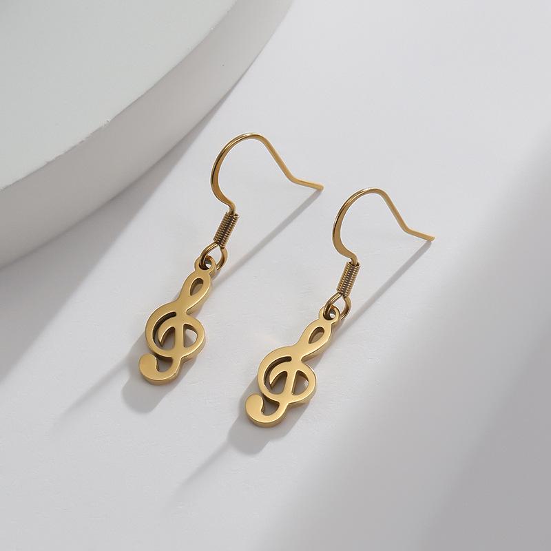 European Geometric Musical Note Earrings: Stainless Steel Studs for Women, Fashionable and Stylish Ear Accessories золотой