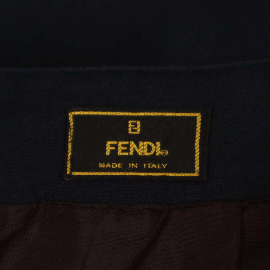 FENDI Made in Italy Linen Mimole length Tight Skirt 42 Navy Women Used