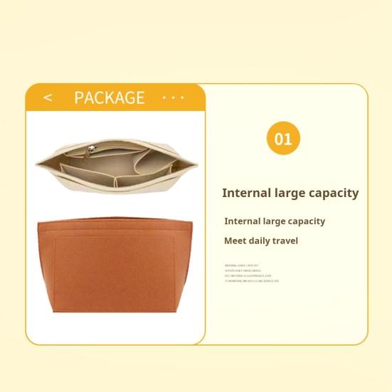 Geantă din pâslă căptușită cu inserție Se potrivește cu designul cu mai multe buzunare Champ Tote cu buzunare pentru cupe cu fermoar Geanta cosmetică Separator pentru geanta Inserție pentru geanta de umăr