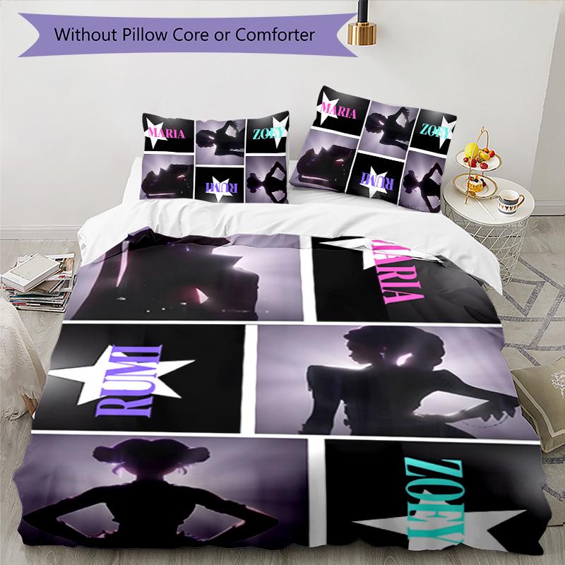 KPOP Hunter 3-teiliges Bettwäsche-Set Bettbezug Verschluss Enthält 1 Bettbezug & 2 Kissenbezüge für Alle Jahreszeiten Schlafzimmer Zuhause Wohnheim Dekor