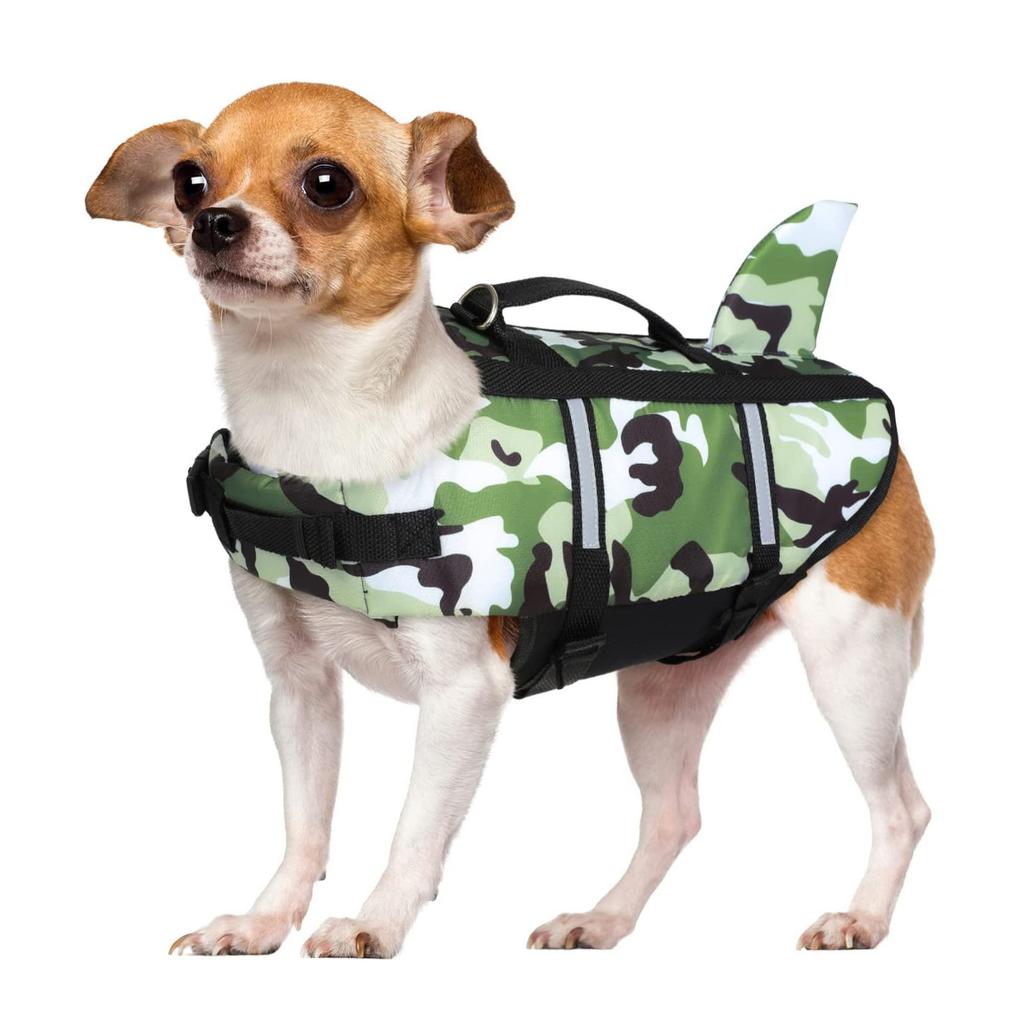 Dog Life Vest Safety Swimsuit Save Handle for Small Medium Dogs Swimming Vest with Reflective Stripes Flotation Suit