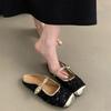 Mary Jane women's shoes flat-bottomed square head shoes 2025 new spring temperament square head grandma shoes small fragrant style gentle style shoes