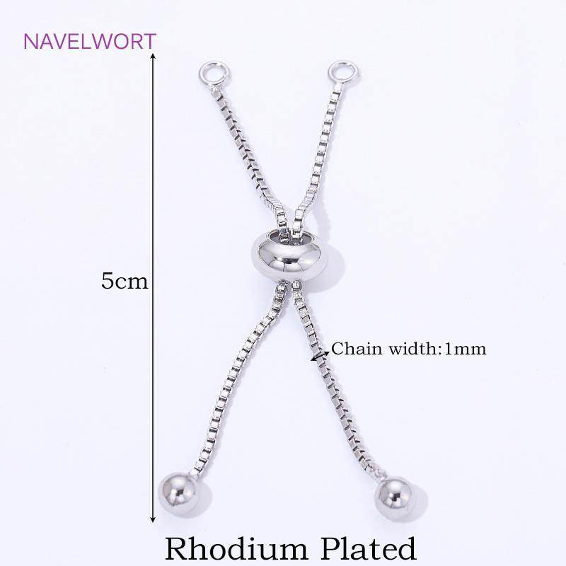

18K Gold Plated Box Chain With Adjustable Silicone Insert Beads,Brass Extension Chain For Bracelets Making,Supplies For Jewelry 1 piece
