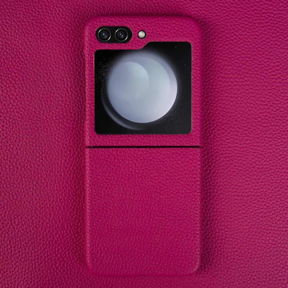 Applicable To Samsung Mobile Phone Case Flip5 Leather Leather Case High-End Protective Case Clamshell Folding Screen Zflip5 Mobile Phone Case