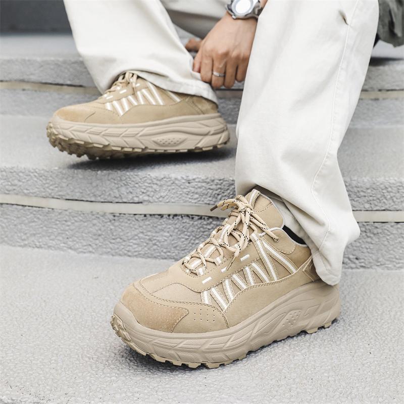 Fashion Men's casual thick soled shoes Comfortable and trendy high-quality styles Outdoor street walking shoes Black lace up Youth NEW