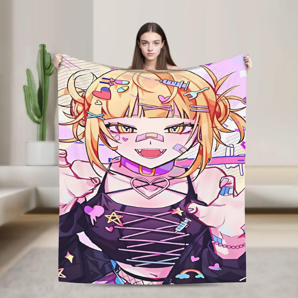My Hero Academia Himiko Toga Warm Soft Blanket Camping Plush Bedding Throws Living Room Flannel Bedspread Sofa Bed Cover