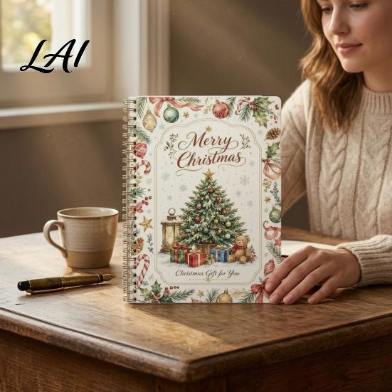 Handwritten Wish Keepsake Christmas Gift Card Book DIY Spiral-Bound Merry College Survival Holder Kit 10-Page Greeting Book for Students Graduation