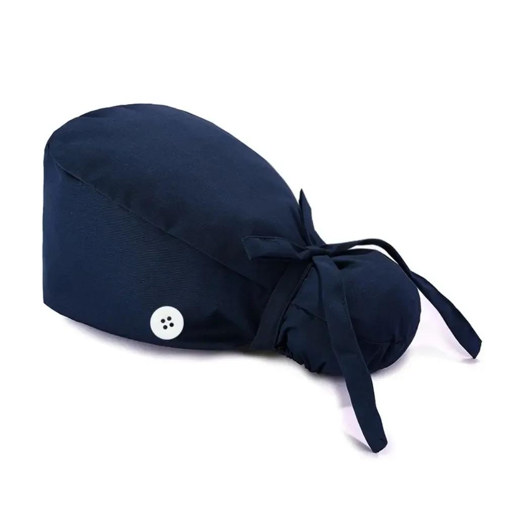 Adjustable HeadCover With Sweatband Men Women Bouffant Hat Pure Colour Cotton Hats Surgical Scrub Cap