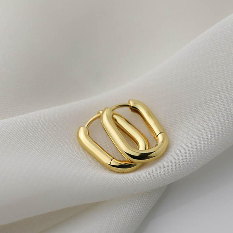 Retro Double Loop Design Drop Earrings Gold Color Geometric Round Hoop Earrings for Women Girls Punk Hip Hop Fashion Jewelry