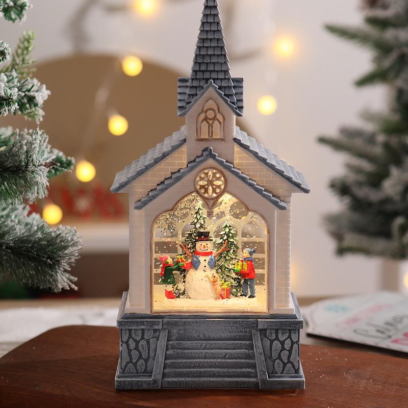 Hot-selling Christmas Desktop Decorations Resin Crafts LED Light-up Music Box Home Party Decorations Night Light Christmas Gift