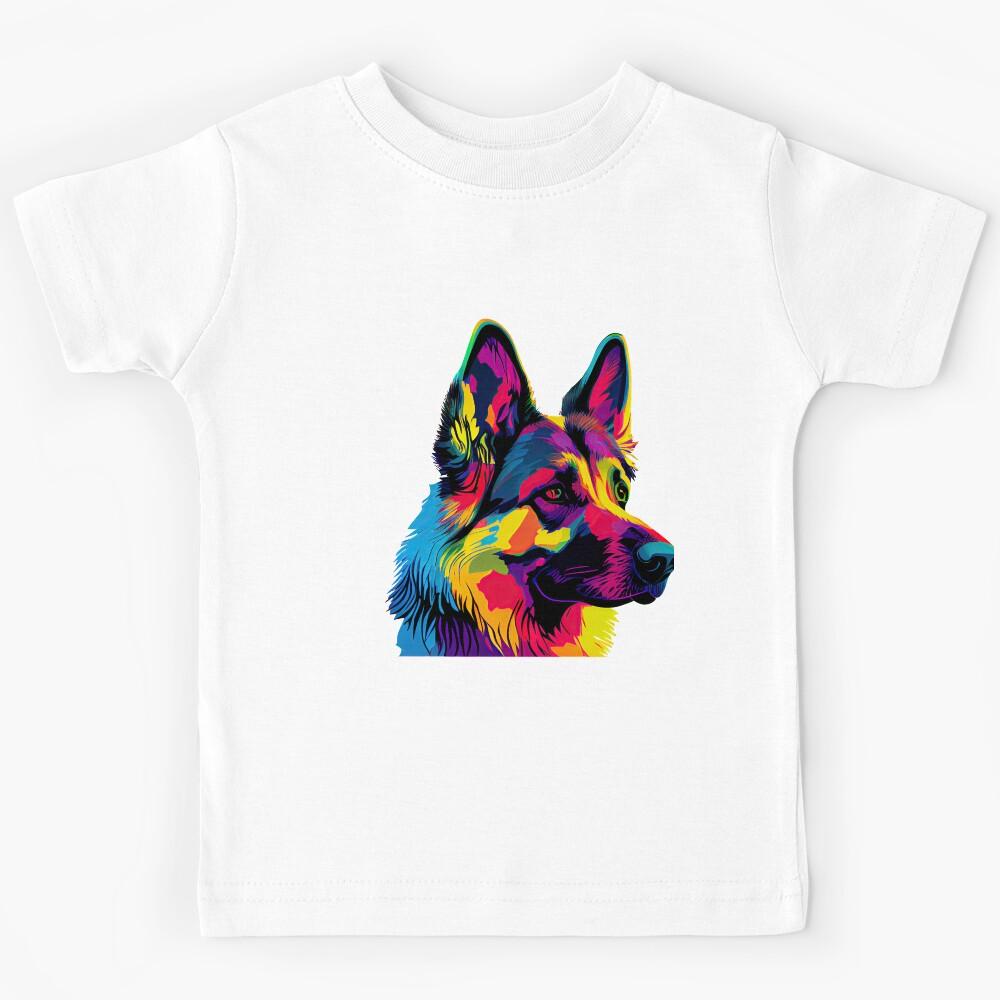 German Shepherd Pop Art Design Cute German Shepherd Lover Design Kids T-Shirt 160