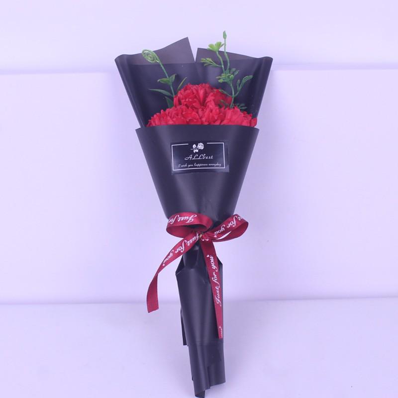 Teacher's Day 5-Flower Bouquet - Red Carnation & Soap Roses, Valentine & Qixi Gift