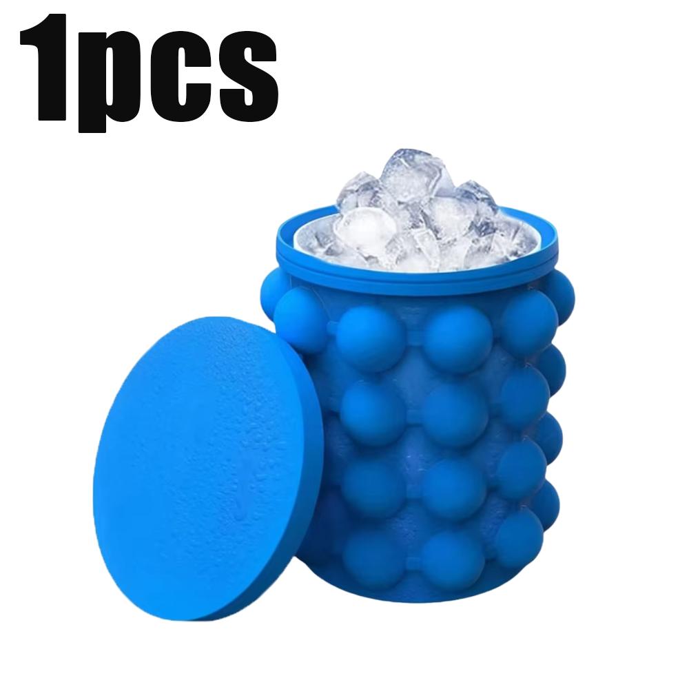 2-In-1 Silicone Ice Bucket Easy Freezing Ice Making Mold Ice Grid Household Outdoor Ice Bucket Kitchen Drink Supplies