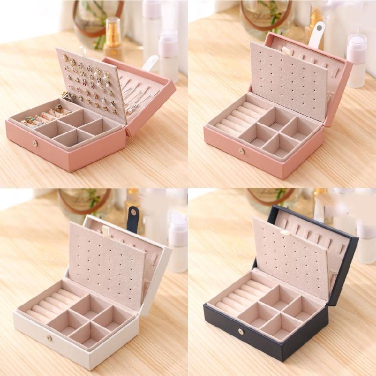 Portable Jewellery Box 2 Tier Jewellery Storage Cases Leather Jewelry for Women