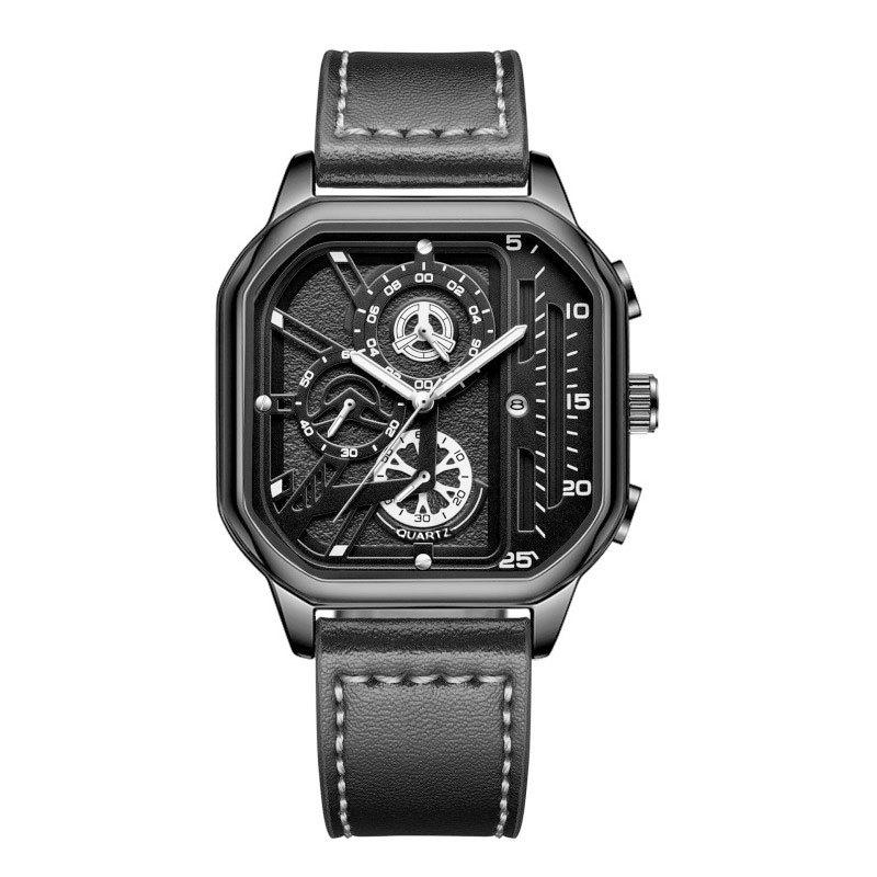 Square Men'S Watch Fashion Watch Double Dial Temperament Student Watch