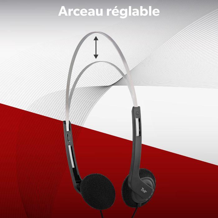 T'nB Arko, Kabelgebundenes Headset PC, Smartphone, Mac, Tablet, Universell Stereo, Verstellbarer Bügel, Klinkenstecker, Kabel 1,10 Meter – Schwarz