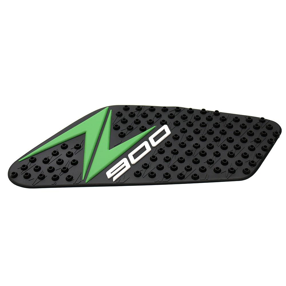 Motorcycle Gas Tank Protector Pads For Kawasaki Z900 - Anti-Slip Side Traction Mats, Black With Carbon Gray Cap Design
