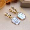 Big Baroque Natural Freshwater Pearl Earrings Fashion Cubic Zirconia Pearl Drop Earrings For Women Party Jewelry