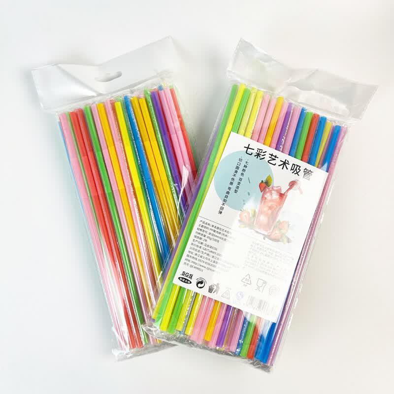 JIAYAN Disposable Colorful Bent Drinking Straws