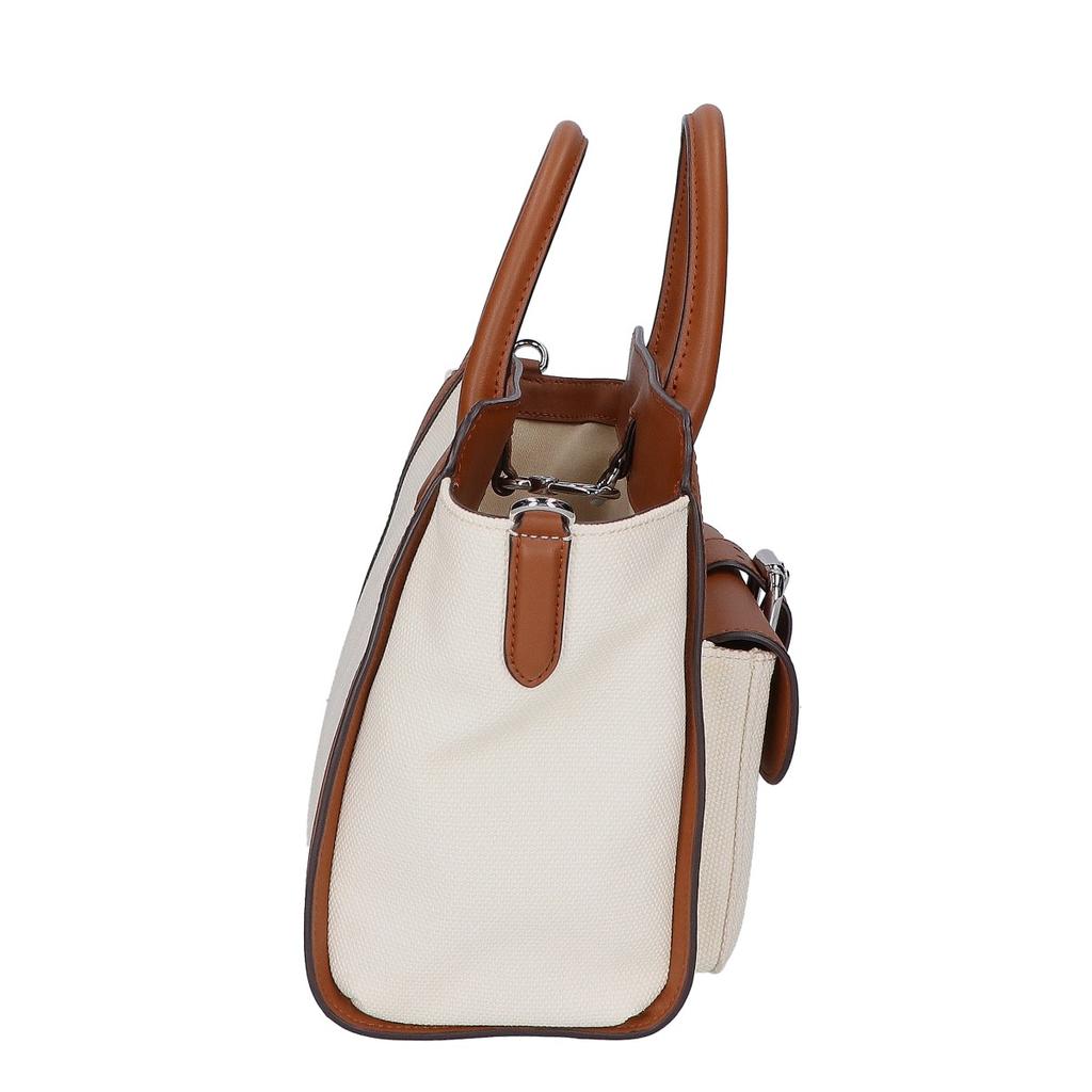 Lauren Ralph Lauren [Excellent Condition] Canvas X Leather Medium Tyler 2-Way Shoulder Bag Tote Bag White / brownUsed