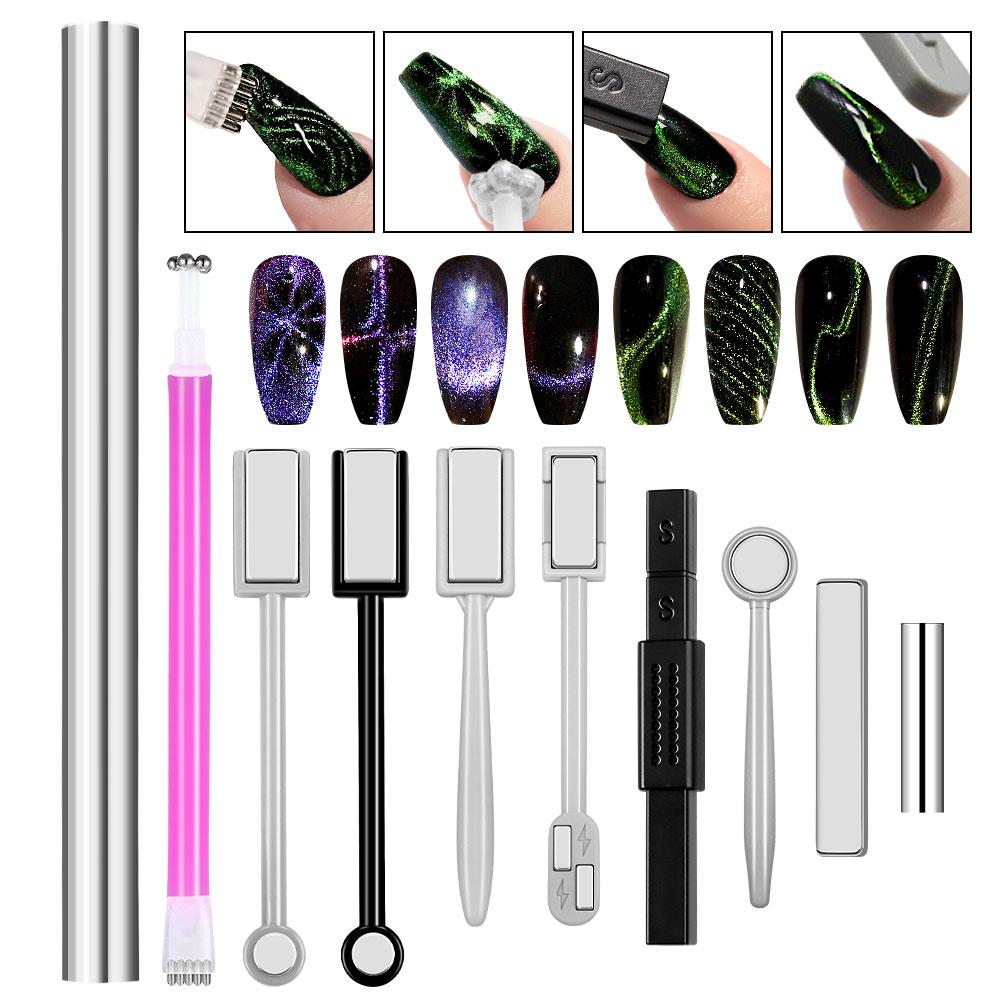 Nail Art Cat Magnetic Stick for 3D Cat Eye Gel Painting Nail Art Magnet Stick UV Gel Nail Polish Round Square Manicure Tool