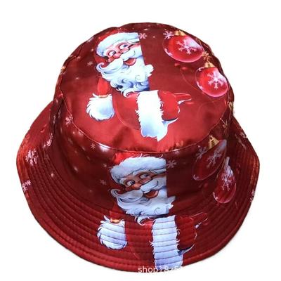 Cartoon Print Double-sided Christmas Bucket Hat with Sun Protection