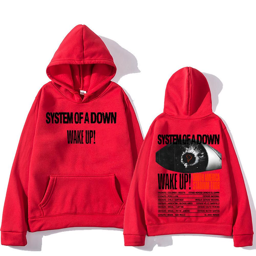 System-of A Down Band Hoodies Wake Up South America Stadium Tour 2025 Pullovers Heavy Metal Trends Sweatshirts Unisex Hoody