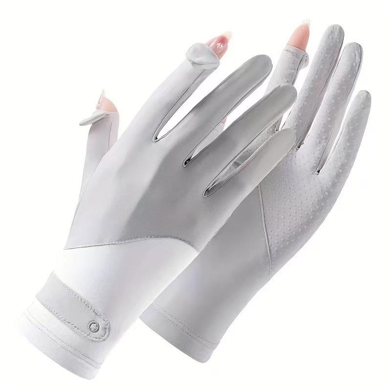 Summer Sunscreen Gloves Flip Color Splicing Cycling Fishing Male and Female Couples Finger Leakage Ice Non-slip Breathable Fitness Riding