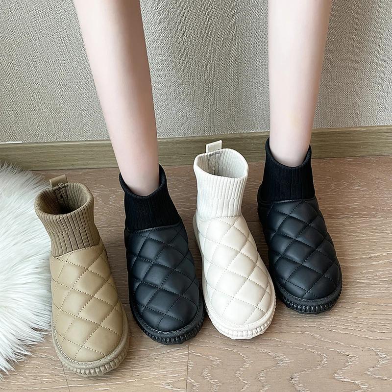 2024 New Snow Boots Women's Velvet Thickening Winter Fashion Short-tube Slip-on Warm Bread Cotton Shoes Winter Boots Women Boots