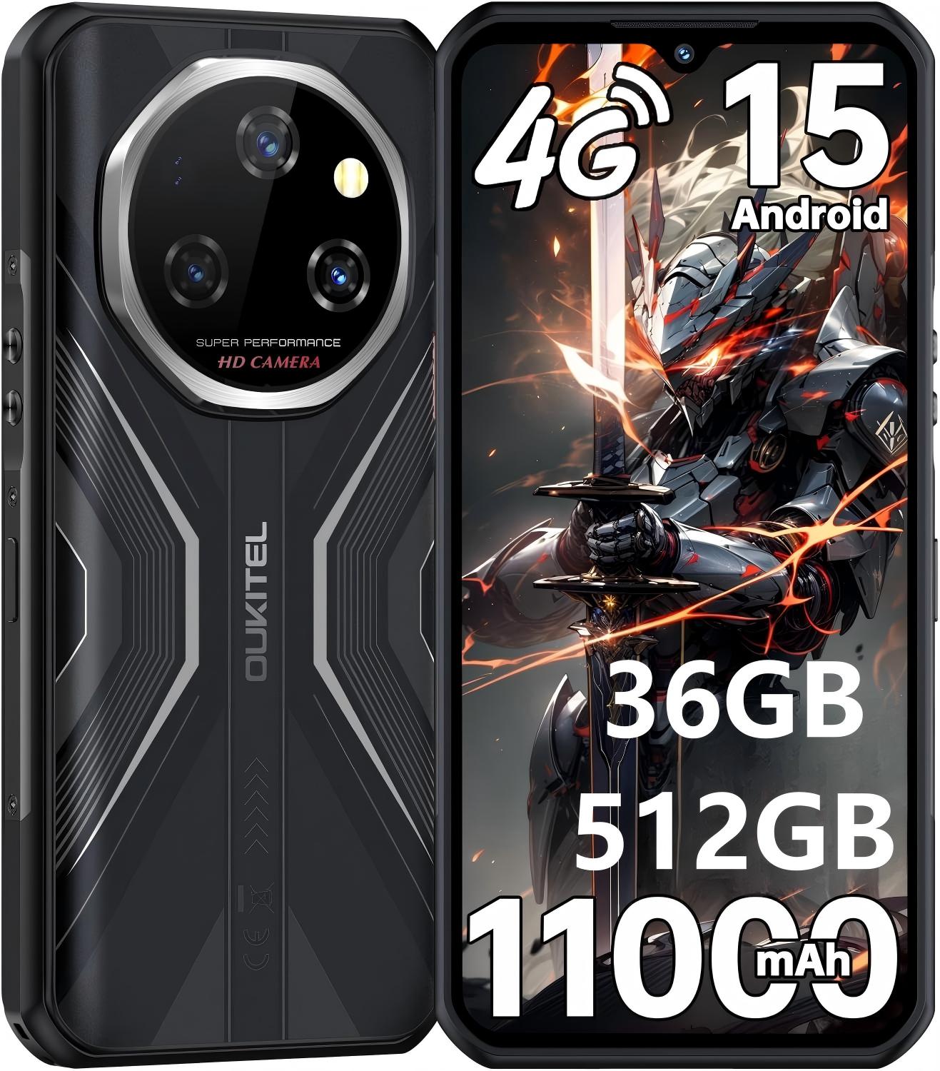 

OUKITEL WP55S Cellphone 36GB+512GB 11000mAh 6.6 Display 64MP Android 15 Smartphone чорний