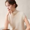 Womens Cashmere Knit Vest High Neck Sleeveless Sweater Layering Wool Waistcoat Old Money Style