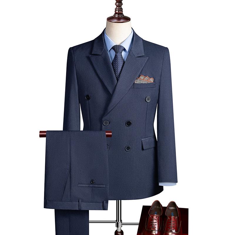 

2026 Men s Slim Fit Double-Breasted Casual Suit Set - Trendy Korean Style, Solid Color L [52.5-60 kg]