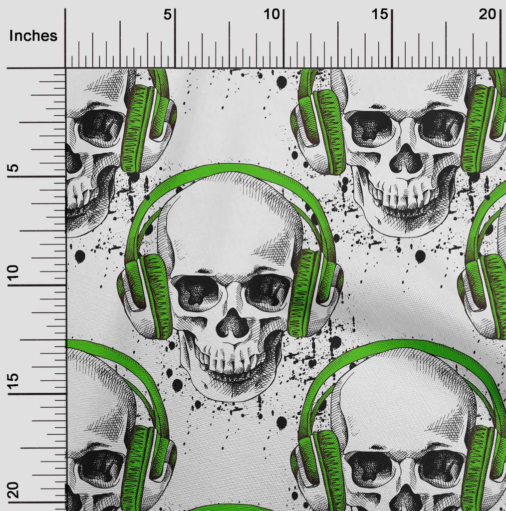 oneOone Cotton Flex Green Fabric Skull Craft Projects Decor Fabric Printed By The Yard 40 Inch