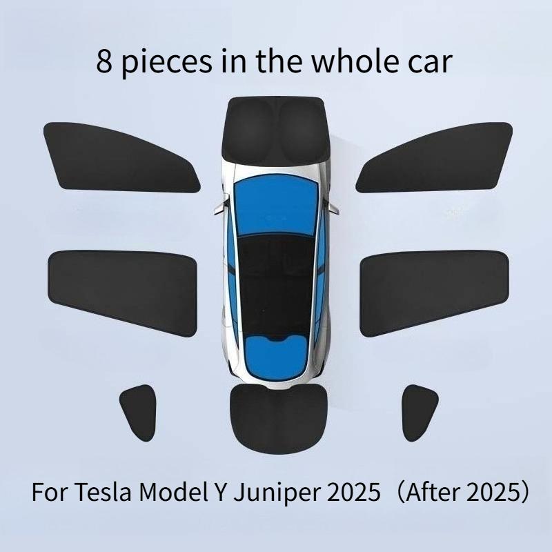 For Tesla Model Y Juniper 2025 Car Side Window Sun Shade Curtain Summer Sun Protection Sunshade Cover UV Car Privacy Curta