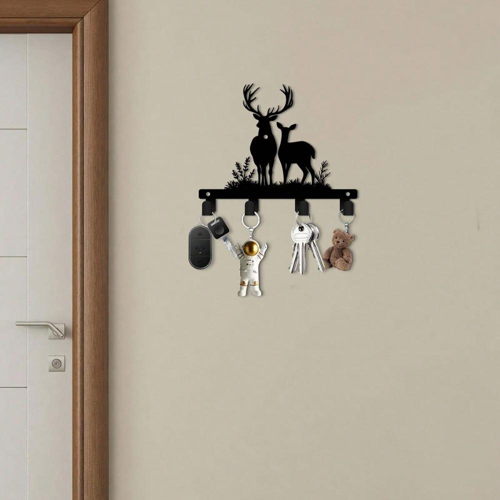 Antler Key Holder Wall Mount 5.9 Inch Modern Coat Rack Durable Hooks for Entryway Porch Office Decor