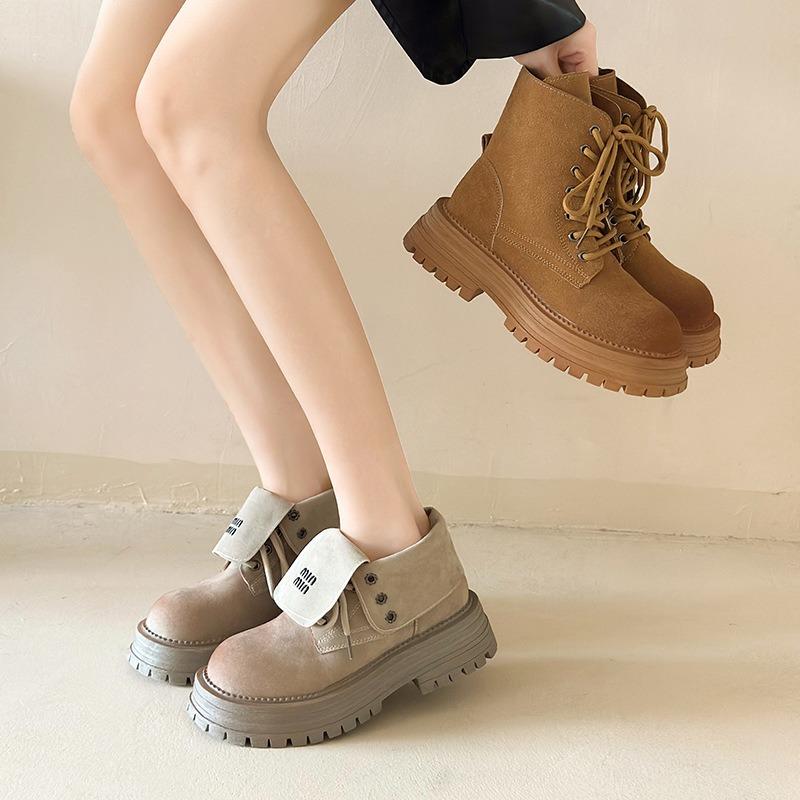 Martin Boots Women's New Summer Fashion Retro Two Wear Rhubarb Boots Versatile Flip Platform Short Boots