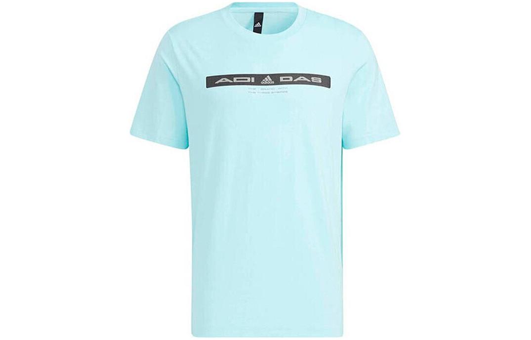 

Adidas T Shirts Men s Blue Crew Neck Moderate Straight Fit HE9948 L